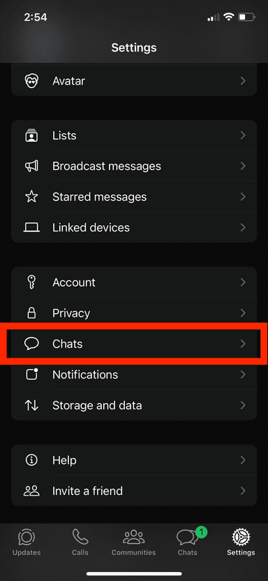 Open menu in WhatsApp