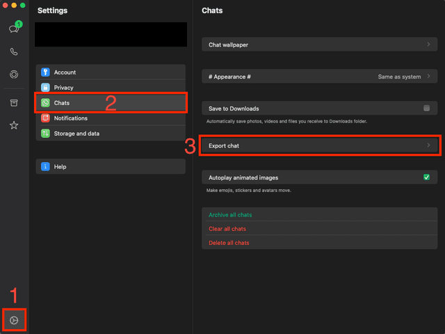 Save exported chat